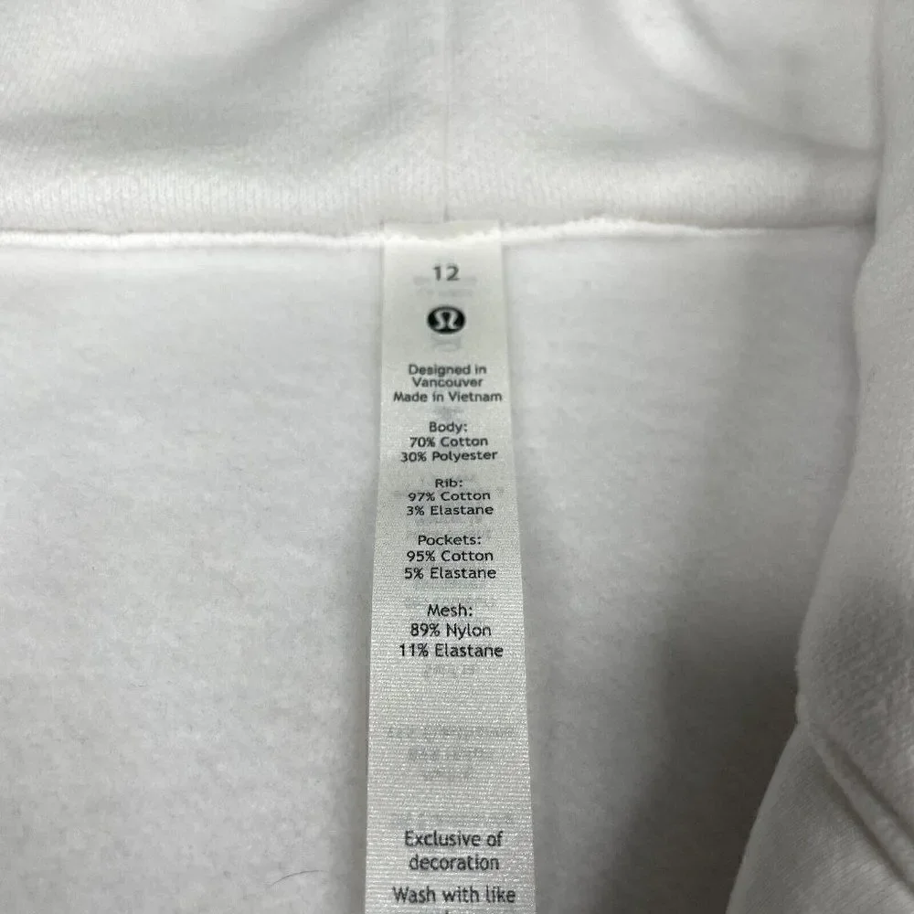 Lululemon Scuba Full Zip Hoodie White Seawheeze NEW